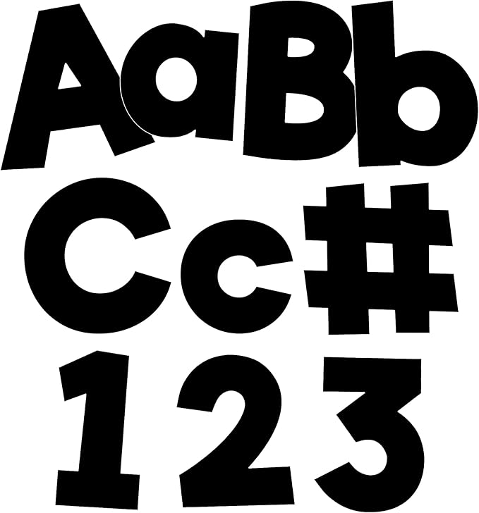 Carson Dellosa 219 Piece 4 Inch Black Cutout Letters for Bulletin Boards, Numbers, Punctuation, Symbols and More, Black Bulletin Board Letters, Black Letter Cut Outs