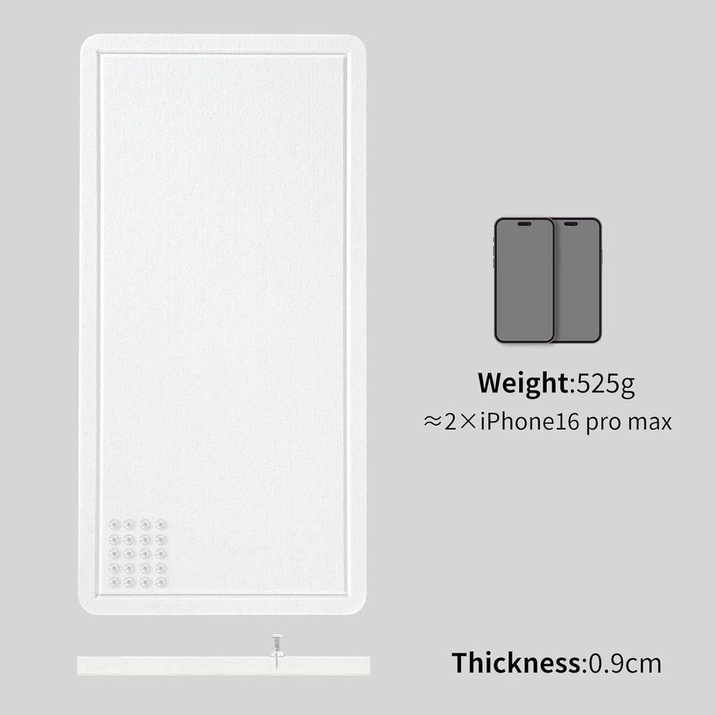 Bulletin Board, 35 x 17 1/2 inches Felt Board - Decorative Pin Board, Cork Board Alternative for Wall, Foldable Picture Board Self-Adhesive Vision Board Prayer Board with 20 Pushpins - White