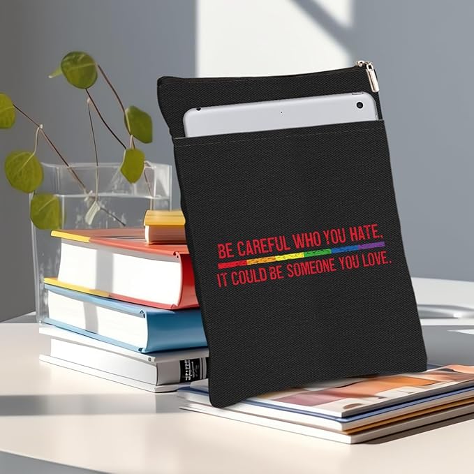 Book Themed Gifts Waterproof Book Sleeve Book Pouch LGBT Equality Rights Reading Gifts for Women Bestie Book Covers for Paperbacks Book Accessories Book Protector with Zipper and Front Pocket