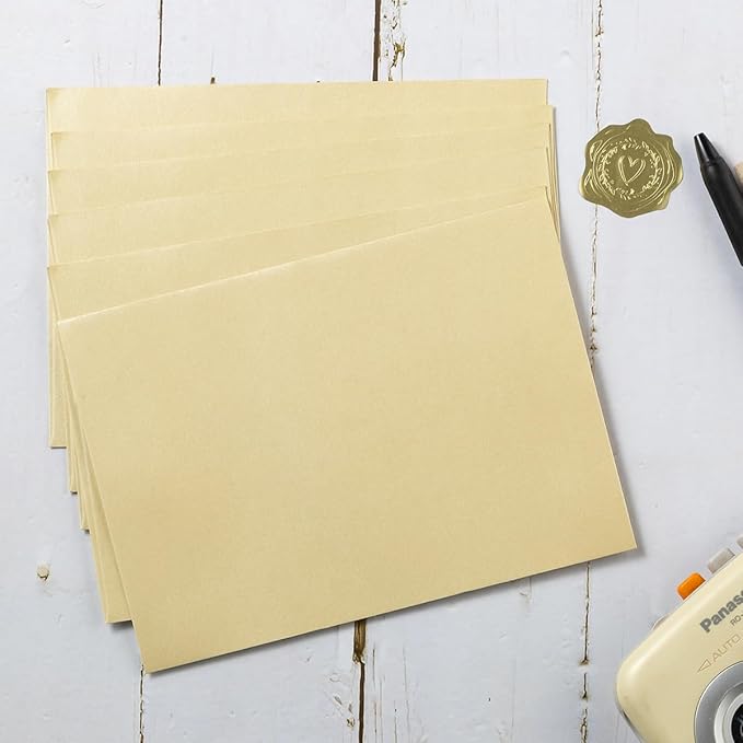 50 Pieces Metallic Color Self Seal Envelopes for Greeting Cards, Invitations, Postcards (Cream Color, 4x6)