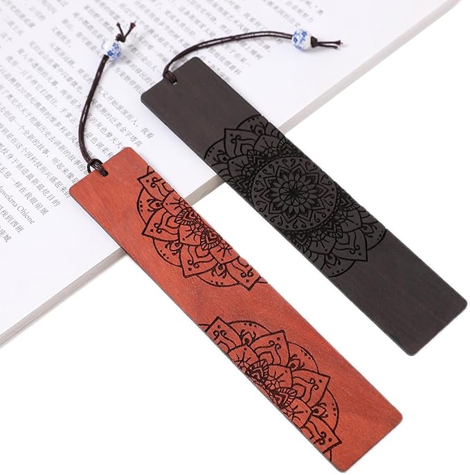 Mandala Bookmark, Book Marks for Book Lovers, Wooden Bookmarks for Adults, Book Lover Gifts (Round Mandala)