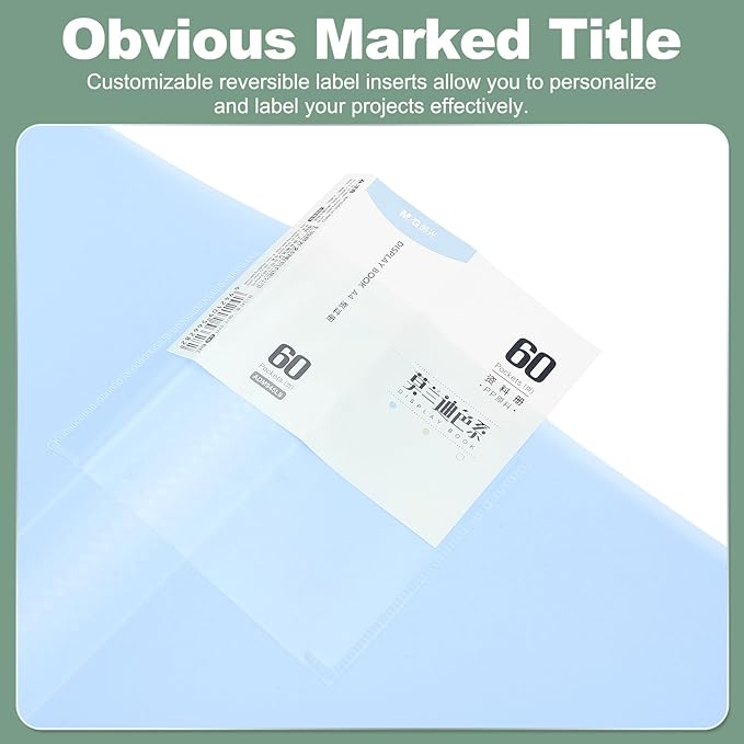 M&G 60-Pocket Binder with PP Plastic Sleeves A4(Blue), Art Portfolio Folder with Clear Sheet Protectors, Display 120 Pages for Organizing Documents, 310x235x40mm