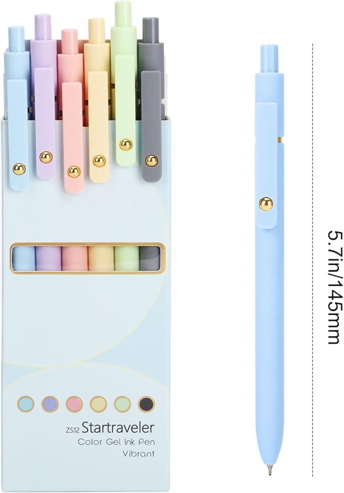 FIOVER Colored Pens, 6 Pack Colorful Gel Pens, Medium Point 0.7mm, Smooth Writing Journaling Supplies Multicolor Ballpoint for Journaling, Drawing, Doodling, and Note Taking (Multiple Colors)