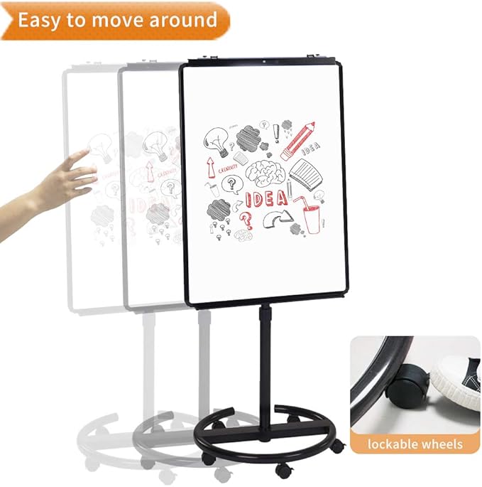 VIZ-PRO ECO Magnetic Mobile Whiteboard/Flipchart Easel, Black, 28 X 40 Inches