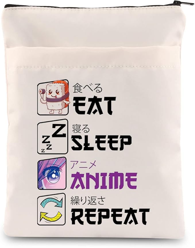 PLITI Eat Sleep Anime Repeat Cute Kawaii Manga Gift Anime Book Sleeve Anime Lover Gift Japanese Anime Fans Gift (Sleep Anime Repeat BS)