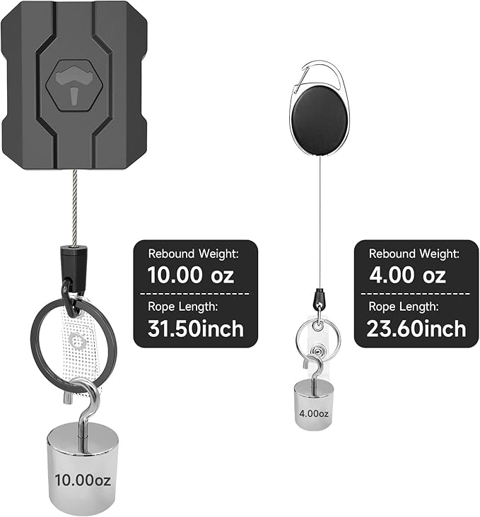 Retractable Keychain Badge Holder with Belt Clip, Heavy Duty Carabiner ID Badge Clip Reel, 32” Steel Retractable Cord, 10 oz Rebound，2 Pack Key Back
