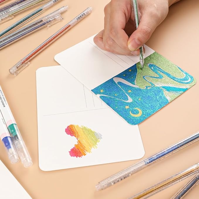 Grabie glitter gel pens,12 Colors Gel Pens for Coloring,Metallic Vibrant Sparkle Colorful Pen,Fine Tip Markers Colored Neon Gel Pens for Adult Coloring Books, Sparkle Pen, Gelly Roll Pens