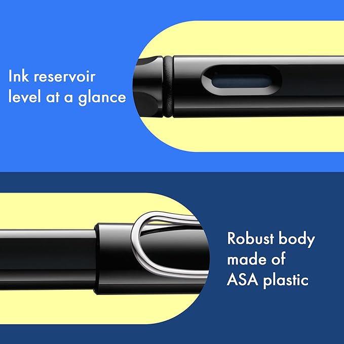 LAMY safari black - Fountain Pen with ergonomic grip & polished steel nib in size EF - ideal for any Writing & Calligraphy - including LAMY T 10 blue cartridge - Right-Handed