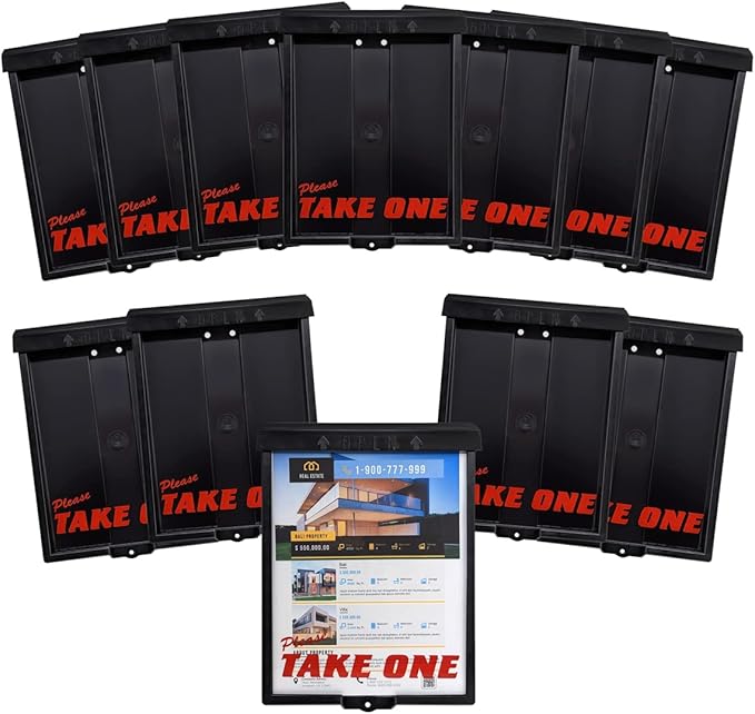 Outdoor Real Estate Brochure Box with Snap Shut Lid, Take One Document Holder Can Hold 100, 8.5 x 11 Documents, Flyers, Literature and Other Outdoor Marketing Needs
