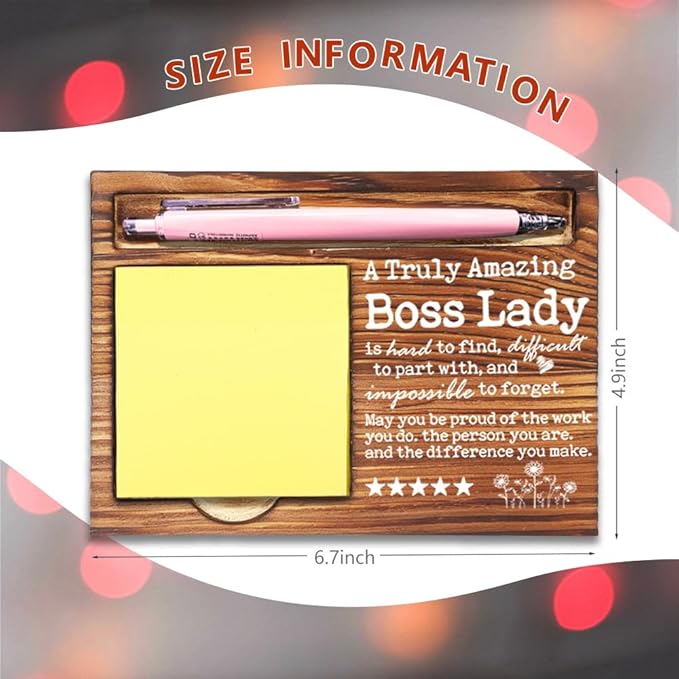Boss Lady Gifts for Women, Thank You Appreciation Gifts for Boss Lady, Going Away Gift Retirement Gift for Boss Lady Boss Leader, Best Boss Lady Gifts Self-Stick Note Pad Holders-DW54