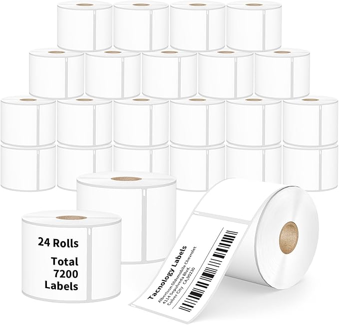 Tacnology 24 Rolls 7200 Labels Compatible with DYMO 30256 2-5/16" X 4" Adhesive Shipping Papers, Direct Thermal Labels Used with DYMO Label Writer 450, 450 Turbo, 4XL, Rollo & Zebra Desktop Printers