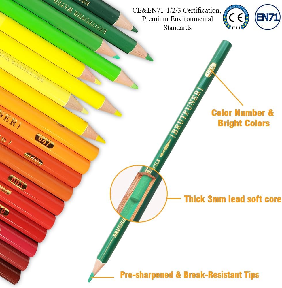 LBW Watercolor Pencils, Set of 72 Professional Colored Pencils Premium Soft Core for Adults Kids Beginners Blending Sketching Shading