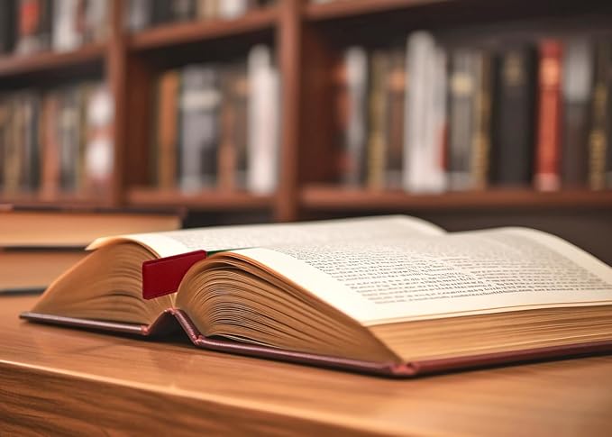 Bible Ribbon Bookmark Artificial Leather Multiple Page Marker with 5 Color Ribbons for Book Lover Reader Teacher Student Christmas Gift (Red)