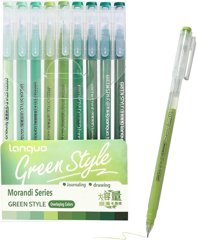 0.5mm Journal Colouring Pens, Assorted Rainbow Colors Pens Set of 9 for Adults Journal Coloring Calligraphy,Made for Everyday Writing, Journals,Drawing,Coloring Books (Natural Forest Colors)