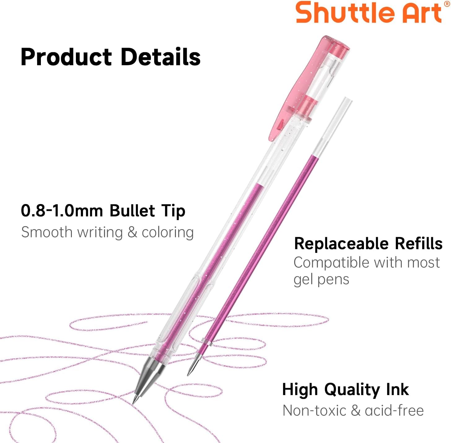 Gel Pen Refills, Shuttle Art 120 Colors (No Duplicates) Gel Pen Refills, 7 Color Types for Kids Adults Coloring Books Drawing Doodling Crafts Scrapbooking Journaling