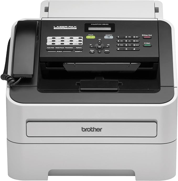 Brother FAX-2840 High Speed Mono Laser Fax Machine, Dark/Light Gray - FAX2840, 17.750x18.125x16.625