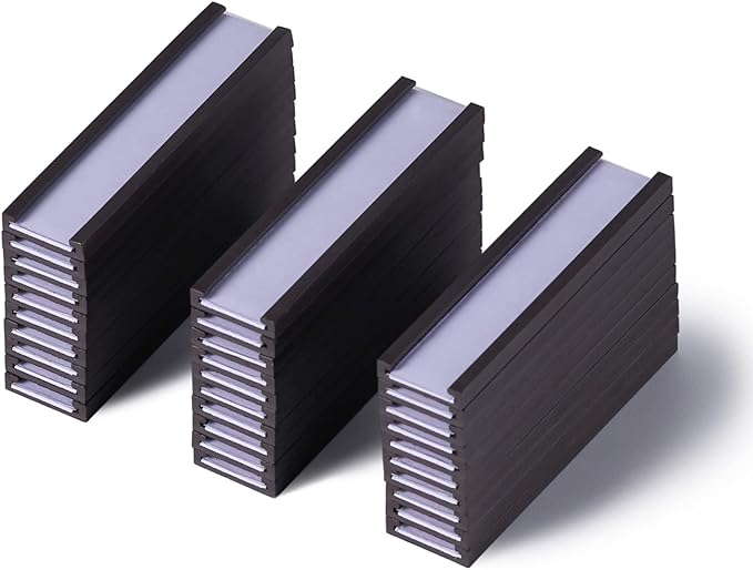 Eeoyu Magnetic Label Holders with Magnets Magnetic Data Card Holders with Clear Plastic Protectors for Metal Shelf, Whiteboard, Set of 30 (0.5 x 3 Inch)