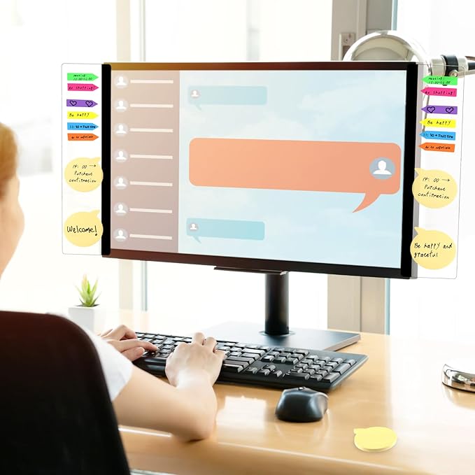 Monitor Memo Board, 4PCS Transparent Computer Monitor Memo Board, Monitor Side Panel Creative Desktop Memo Board, Acrylic Desktop Memo Board, Computer Sticky Note Holder for Home Office