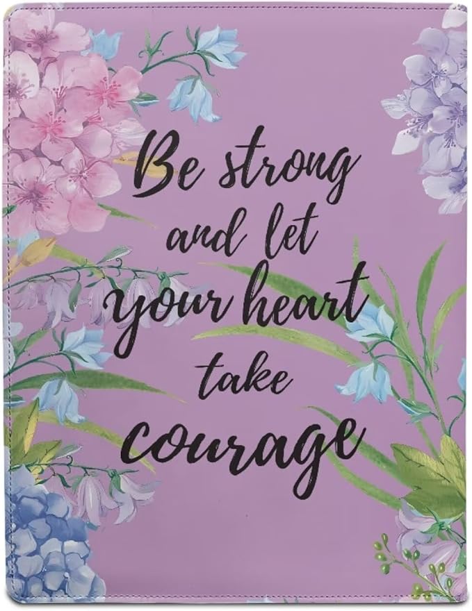 Cozeyat Padfolio Portfolio Organizer Binder, PU Leather Interview Resume Folder, Inspirational Quotes Floral Conference Document Organizer with Card Holder, Letter Size Notebook Clipboard for Women