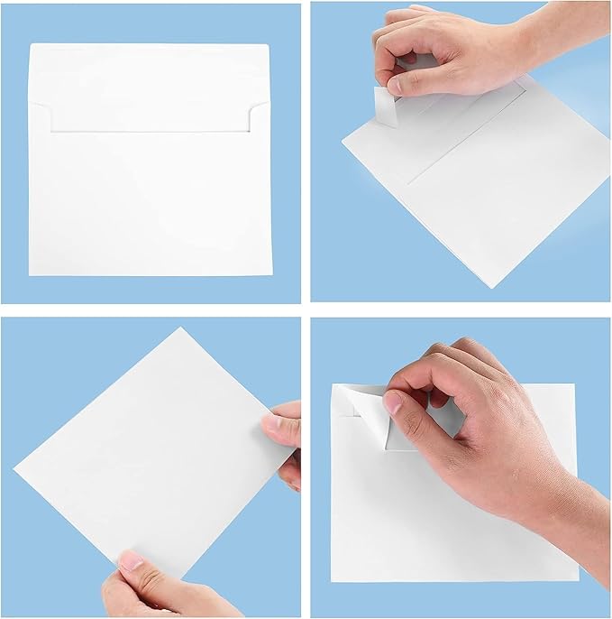 50 Packs 4x6 Envelopes,White A4 Envelopes,4x6 Envelopes for Invitations, Printable Invitation Envelopes,Envelopes Self Seal for Weddings, Invitations,Greeting Cards, Mailing, Invitations, Photos