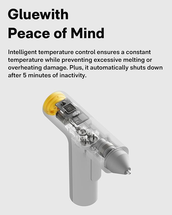 HOTO Cordless Hot Glue Gun Kit – 40 Glue Sticks, 30s Fast Preheating, 3000mAh, Dual Anti-Scald Protection & Auto Dispensing – Safe for Kids, Anti-Drip Nozzle, Perfect for DIY, School Crafts & Repairs