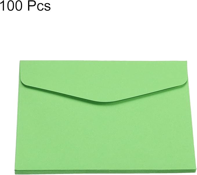 PATIKIL Mini Envelopes, 100 Pack Paper Blank Small Items Storage Business Card Holder for Greeting Note Party, Green