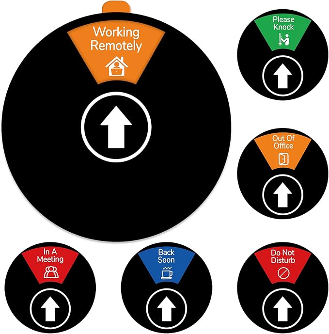 Out Of Office Sign for Door, 6 Options Status Private Sign, In a Meeting, Do Not Disturb, Working Remotely, In Out Sign Available and Away