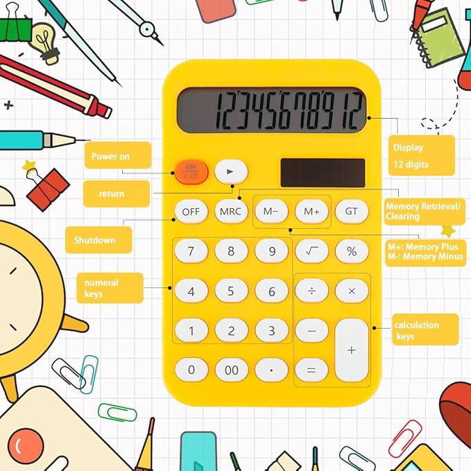 Basic Calculator Calculator Small Mini Calculator Calculator for School School Supplies 4 Function Calculator Cute School Supplies for Girls Simple Calculator Financial Calculator Solar Calculator