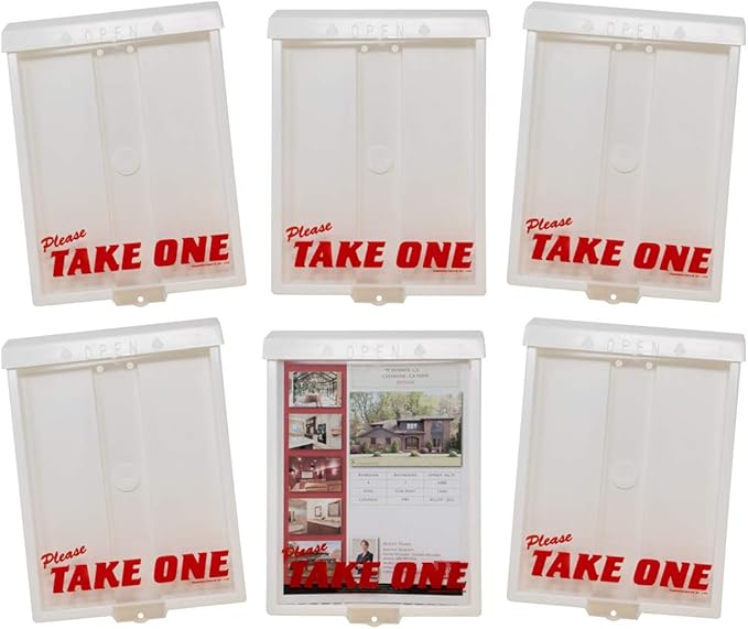Outdoor Real Estate Brochure Box with Snap Shut Lid, Take One Document Holder Can Hold 100, 8.5 x 11 Documents, Flyers, Literature and Other Outdoor Marketing Needs