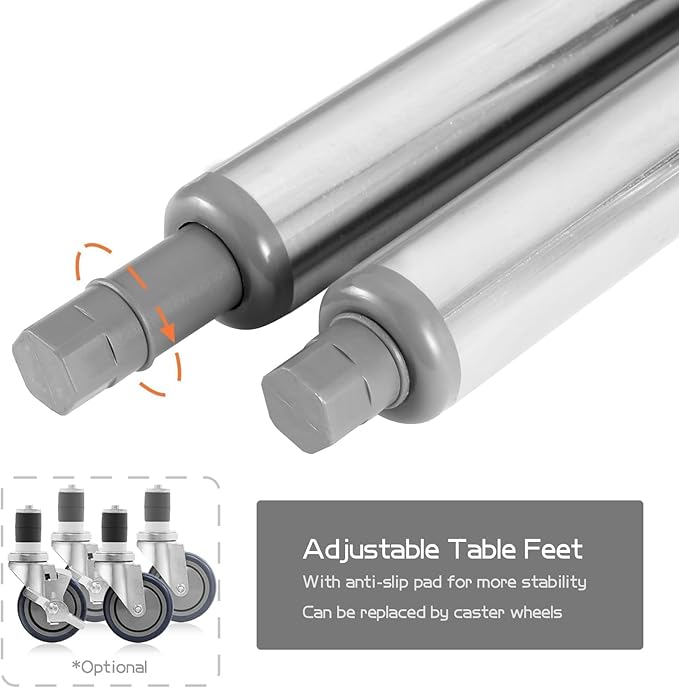 Stainless Steel Table for Prep & Work with Adjustable Undershelf 60 x 24 inches,5ft, Heavy Duty Commercial Kitchen Table for Restaurant, Home, Hotel, Kitchen Prep Tables