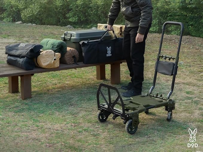 DOD Camp Barrow – Folding Hand Truck Dolly - Upto 260 lbs Capacity Handtruck - Adjustable Luggage Cart - Collapsible Cart - Foldable Cart with Wheels for Camping, Travel, Picnic