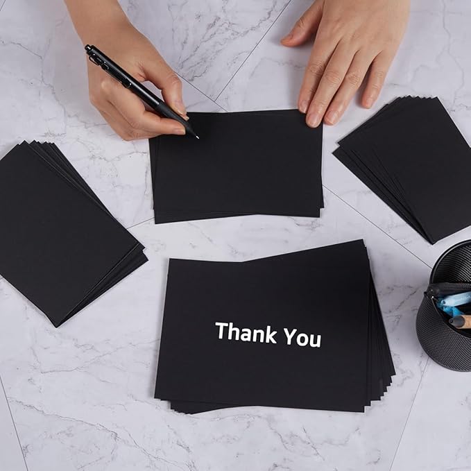 50 Sheets Blank Cardstock Paper 250 GSM Thick Heavy Cards Stock for DIY Art Projects, Card Making, Postcards, Greeting Cards, Birthday Party, Wedding Invitation (Black, 5x7 inches)