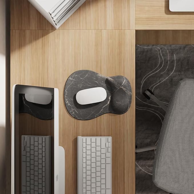 ErgoComfort Gel Wrist Rest Mouse Pad-Ergonomic Office Mousepad with Wrist Support-Non-Slip, Design Desk Accessories Mat for Home&Game Decor (08Black Marble)