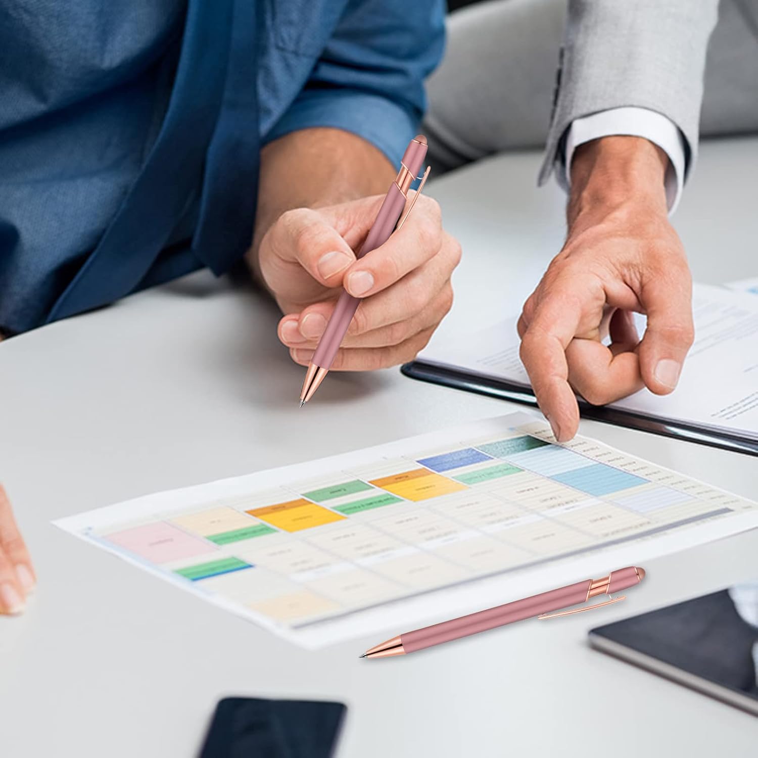 12 PCS 2 in 1 Stylus Ballpoint Pen with Stylus Tip, 1.0 mm Black Ink Metal Pen Stylus Pen for Touch Screens (Rose Gold & Gold)