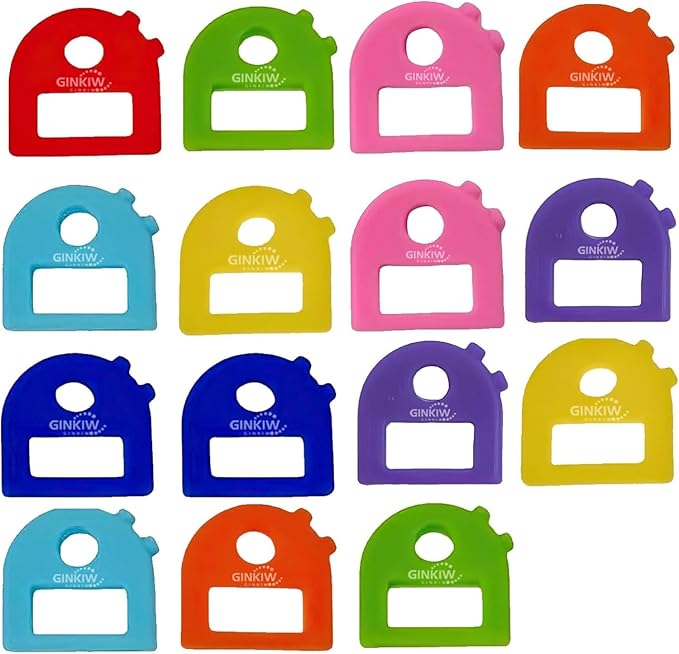 Key Labels - Stretchy All-Key Covers caps, Key Caps Tags, ONE Size FITS Most Keys.Includes Blank Labels and Printed Labels.Cute Key Accessories, 15pack