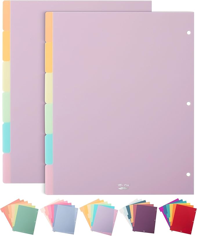 Mr. Pen- Binder Dividers, 6 Tab Dividers, Pack of 2 Sets (12 Dividers Total), Dividers, Plastic Dividers for 3 Ring Binder, Binder Dividers with Tabs, Binder Tabs, 3 Ring Binder Dividers