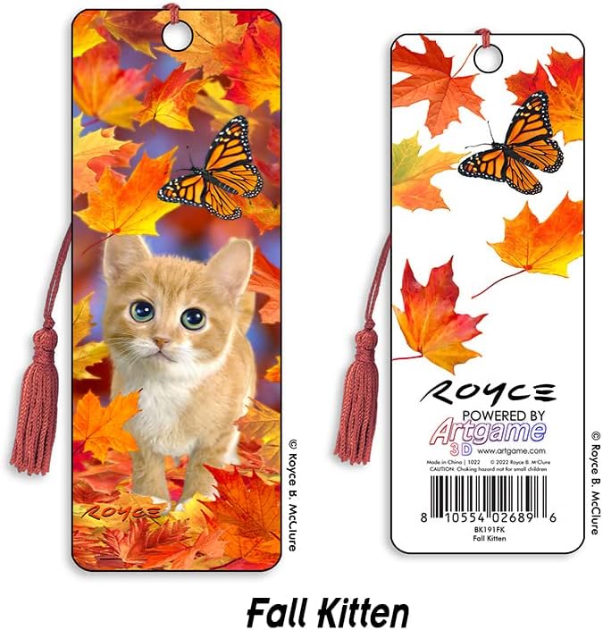 3D Bookmarks Featuring The Artwork of Royce B Mcclure (Fall Kitten)
