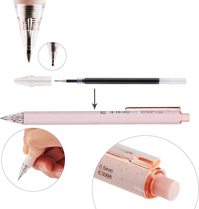 Pink Gel Cute Pens - 0.5mm Fine Point, Colorful & Fun, Smooth Writing, Perfect for School & Office Supplies, Pack of 12