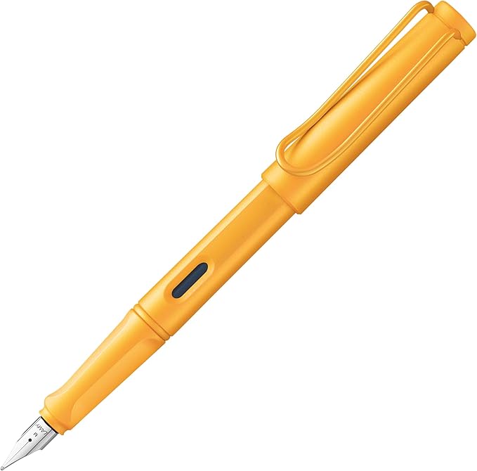 Lamy safari mango Fountain Pen with Ergonomic Grip and Polished Steel Nib in Line Width EF Robust ASA Plastic Includes Ink Cartridge T 10 Blue Right-Handed