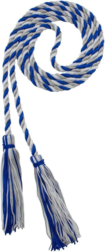 Tassel Depot Graduation Honor Cord - Royal/Gray/White - Every School Color Available - Made in USA