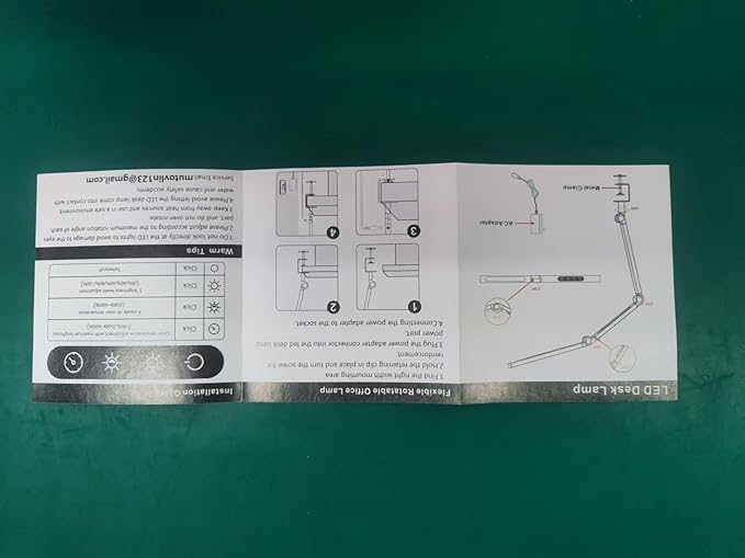 LED Desk Lamp with Clamp,Adjustable Swing Arm Desk Lamps for Home Office,24W Super Bright Auto Dimming Desk Lamp 3500-6000 Dimmable Temperature Control LED Desk Lamp