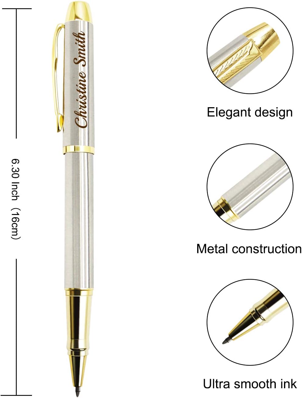 Amlion Personalized Pens Custom Engraved Pen with Name, Refillable Medium Refill, Personalized Gifts for Men Women
