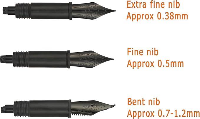 Set of 3 Hongdian Fountain Pen Black Nibs (Fine, Extra Fine and Bent Nib) for Black Forest 1850, 1851, M2, 1843, 6013, 517D, 517S, 525,H1, H3, A3, 1843 and 920 Series