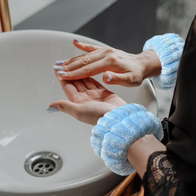 2 Pairs Wrist Washband for Women Washing Face, Wrist Spa Washband Absorbent Wristbands, Prevent Liquids from Spilling Down Your Arms