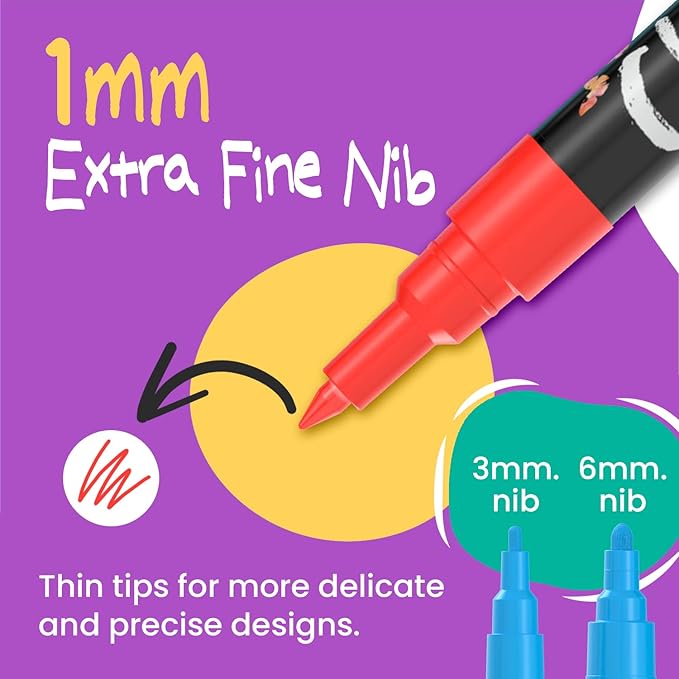 Extra Fine Tip Liquid Chalk Markers (1mm, 10 Pack) with Gold & Silver - Erasable Dry Erase Marker Pens for Blackboard, Windows, Chalkboard Markers, Bistro, Restaurants - Thin Point Chalk Pens Set