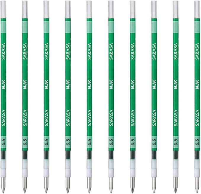 Zebra Ballpoint Pen Refill, Sarasa, NJK-0.5 Lead, Green, 10 Count BRNJK5G