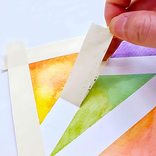 4 Pack White Artist Tape - Art Masking Tape for Watercolor Paper, Canvas Acrylic Painting, Curves, Framing, Paint, Gouache, Console - Acid Free Drafting Tape 0.60" Wide - 360FT Total