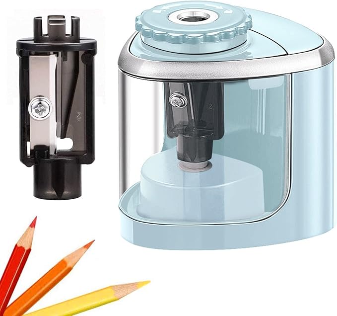 Pencil Sharpener Electric Pencil Sharpener for Kids, Blade to Fast Sharpen, Suitable for No.2/School/Classroom/Office/Home (Blue)