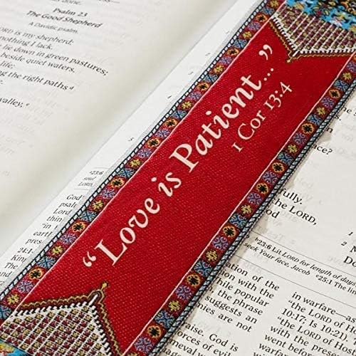 Christian Bookmark, Love is Patient, Woven, Mini Carpet