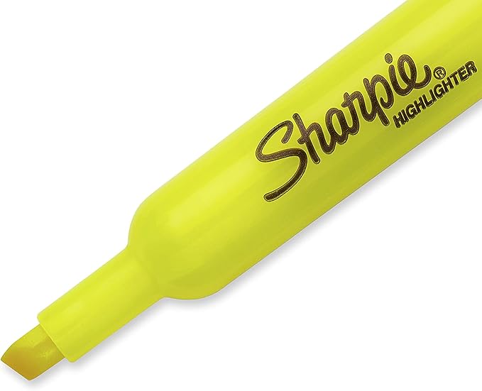 Sharpie Tank Highlighters, Chisel Tip, Fluorescent Yellow, 12 Count
